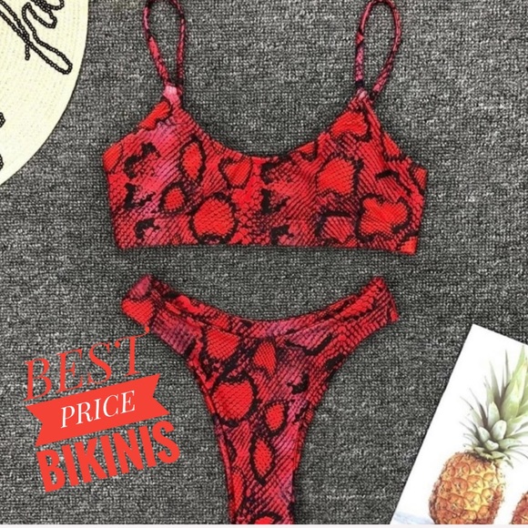 ♥️RED SNAKESKIN BIKINI - Picture 3 of 5